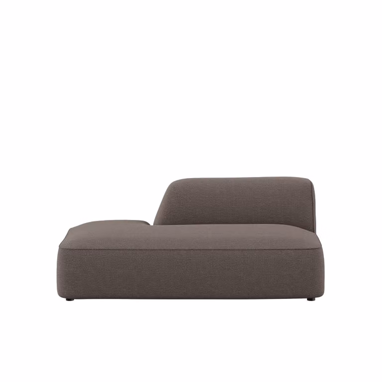 Dôme Deco CALI Left-Facing L-Shape Lounge Sofa in Grey Bouclé and Velvet Fabric