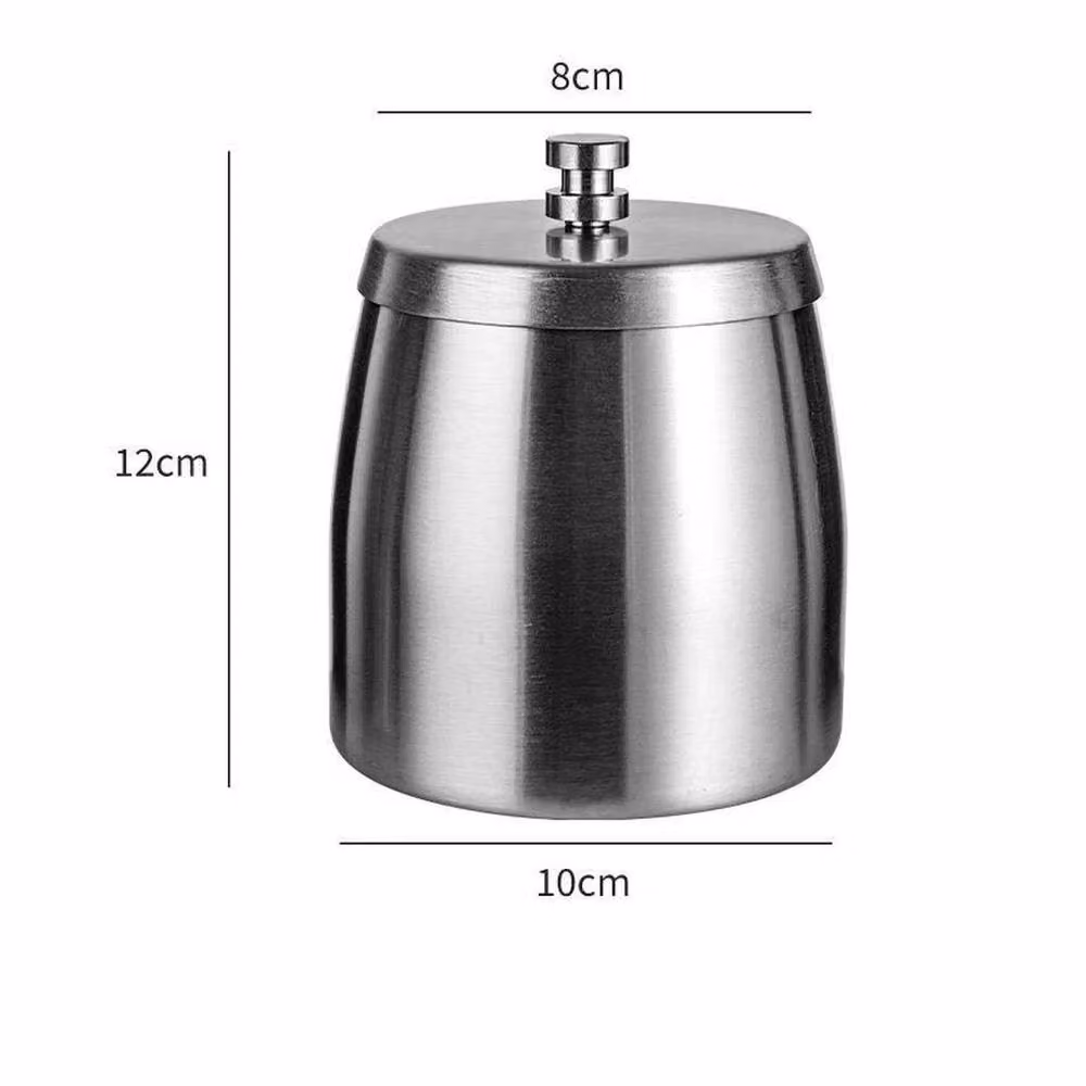 EONLION Silver Stainless Steel Round Cigarette Ashtray Bin with Flip Lid, Diameter: 100 cm – 2