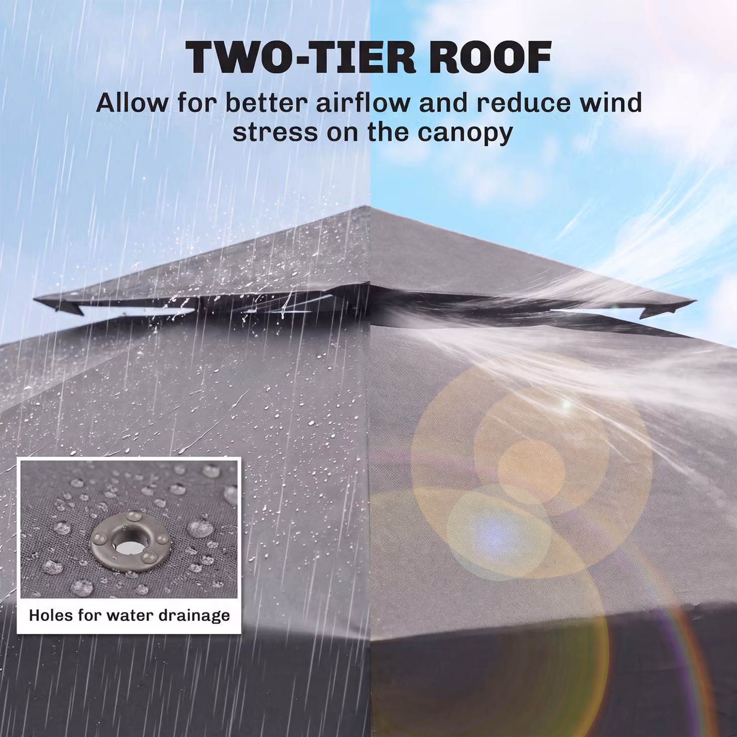 Outsunny Replacement Gazebo Canopy Roof Top Cover in Deep Grey, 3 x 3 m – 4