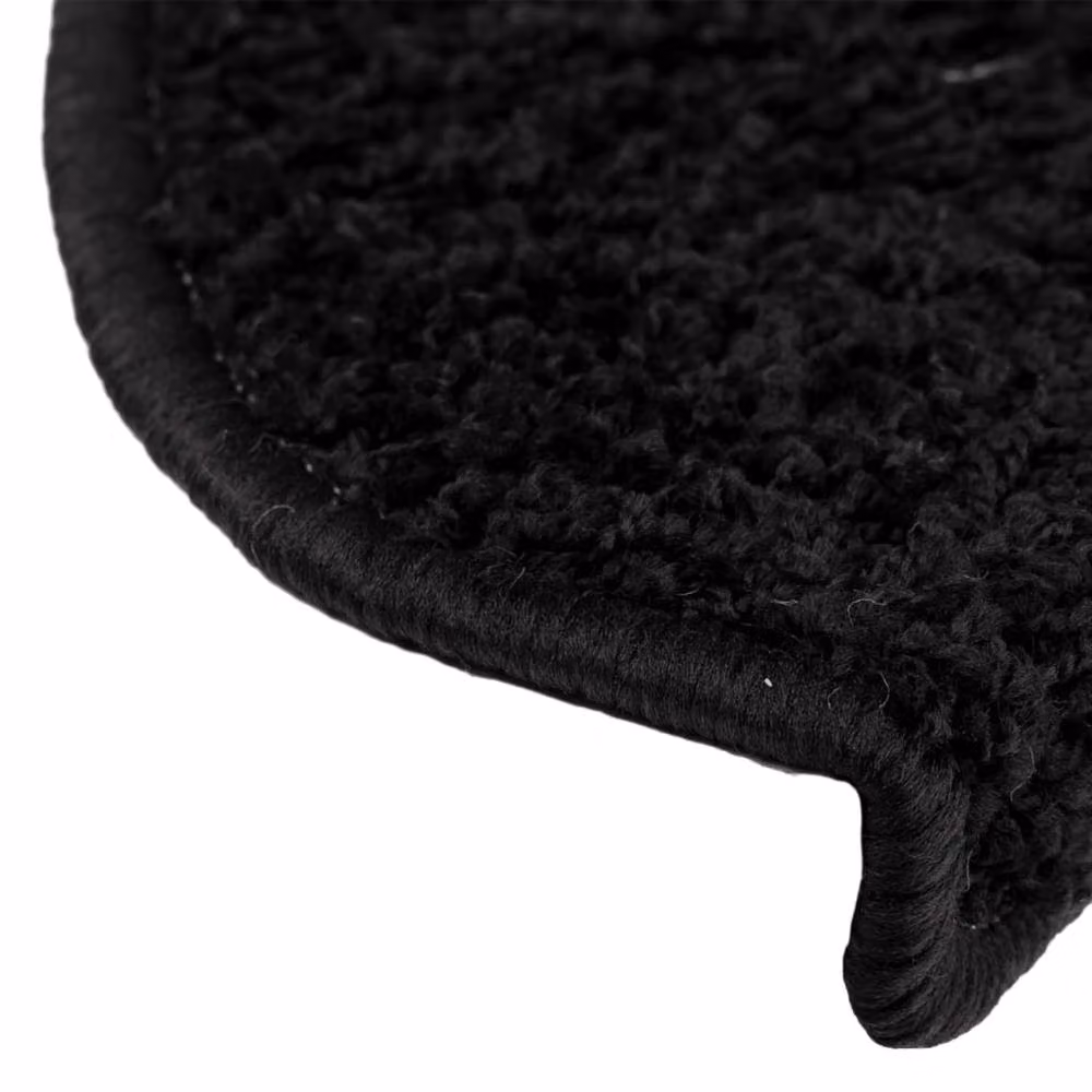 Berkfield Home Self-Adhesive Carpet Stair Treads, 15 Pieces, Black, W: 65 cm, D: 21 cm, H: 4 cm – 4