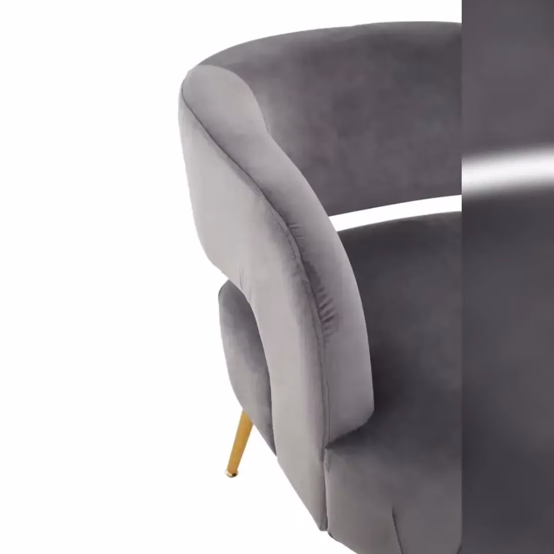 Interiors by Premier Grey Velvet Tub Accent Chair with Gold Metal Frame – 5