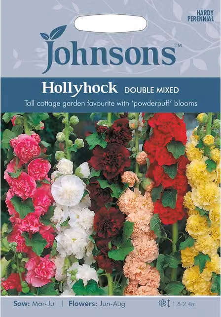 Johnsons Mixed Colour Double Hollyhock Flower Seeds
