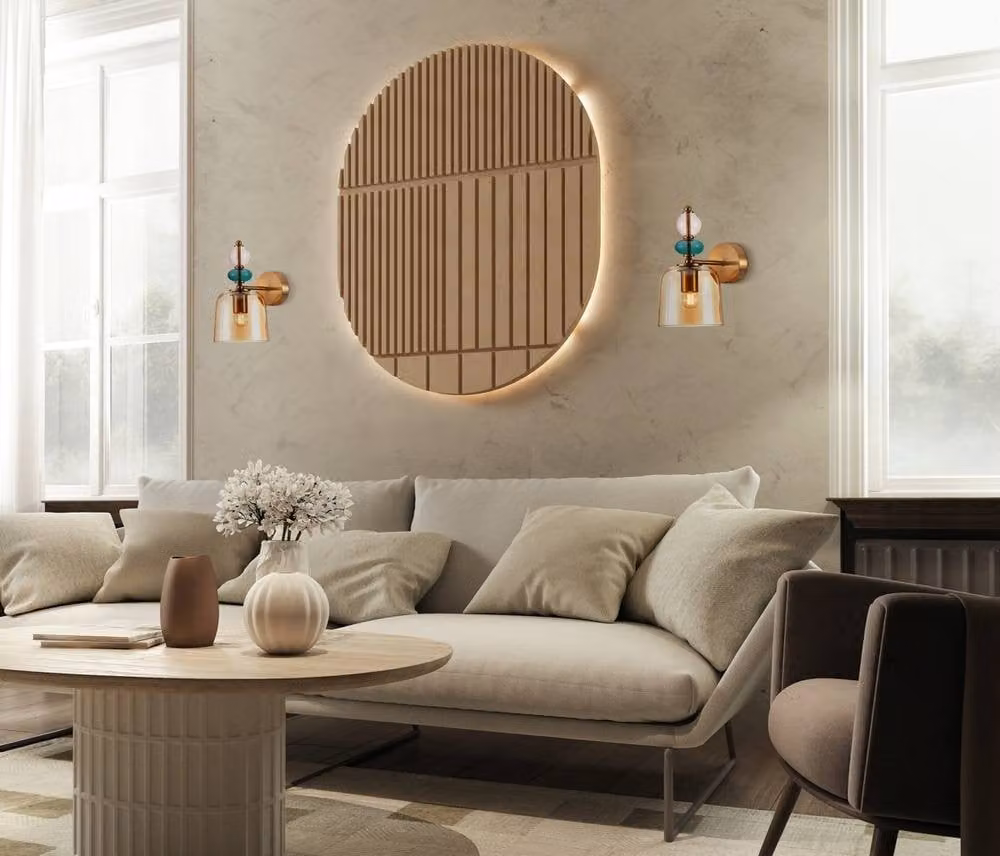 Netlighting Namos Wall Lamp in Brass with Amber Glass Shade – 2