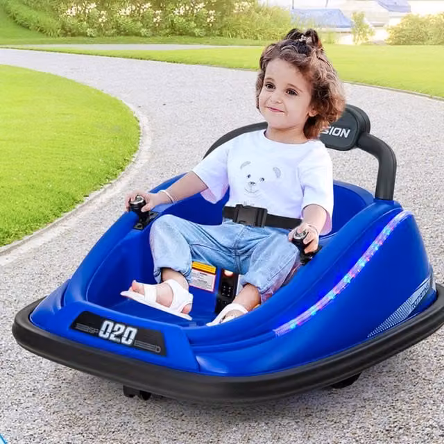 Costway Kids Bumper Car Electric Ride On Vehicle with Light and Sound in Blue