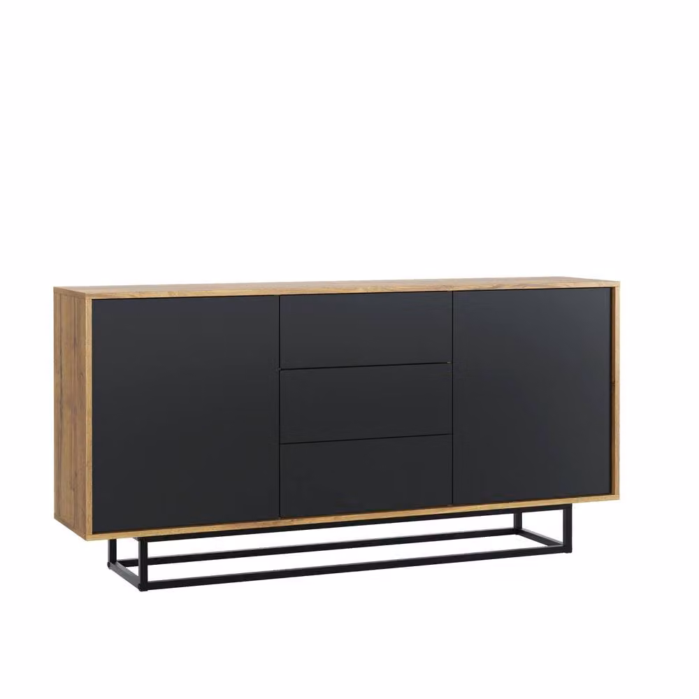 Mex Furniture LTD Vista Loft Sideboard in Dark Oak and Black, W: 140 cm, H: 80 cm, D: 35 cm – 4