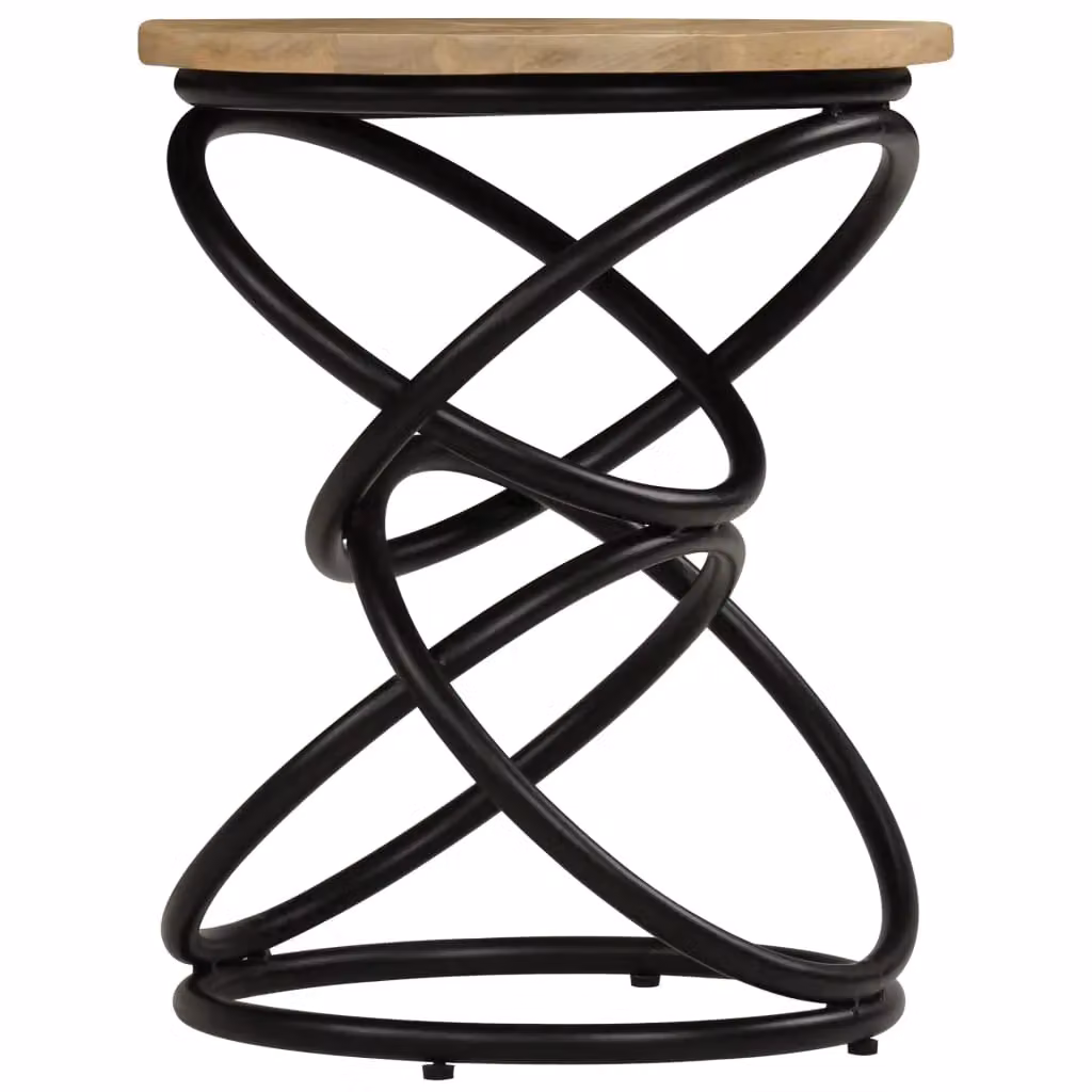 Berkfield Home Round Solid Mango Wood End Table in Brown, W/D/H: 40 x 40 x 50 cm – 3