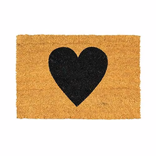 Nicola Spring Coir Door Mat with Black Heart Design, W/D: 60 x 40 cm – 1