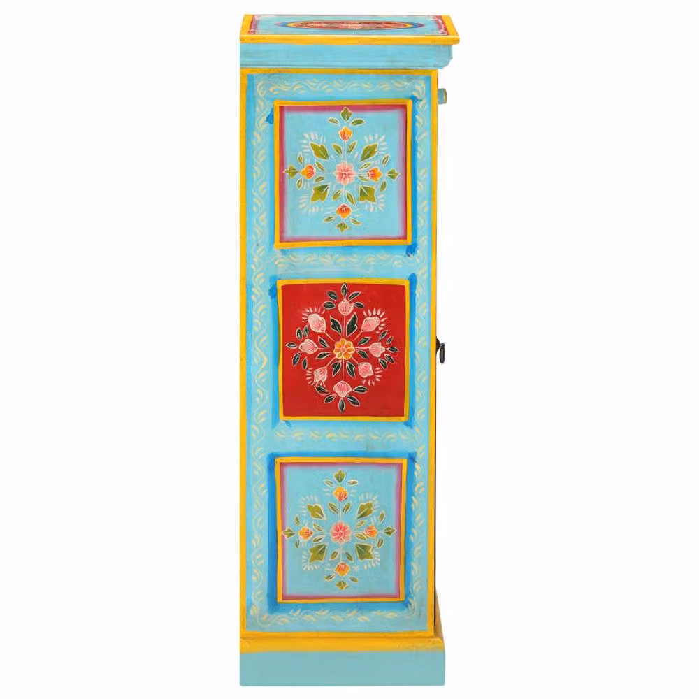 Berkfield Home Hand Painted Floral Ethnic Highboard in Multicolour Solid Mango Wood W/D/H: 40 x 30 x 90 cm – 3