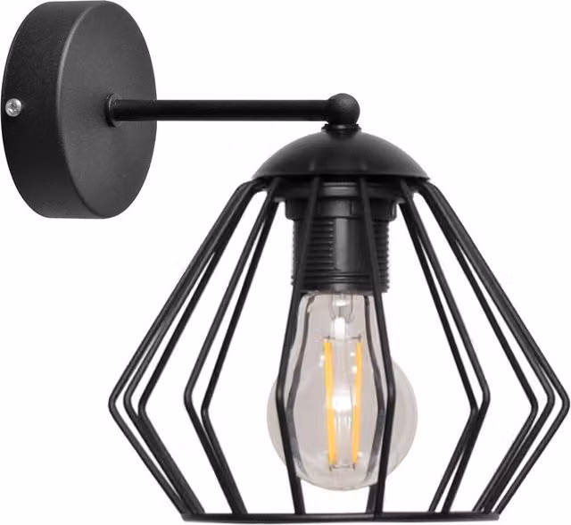 Helam Industrial Black Metal Wall Lamp, Diameter: 25 cm