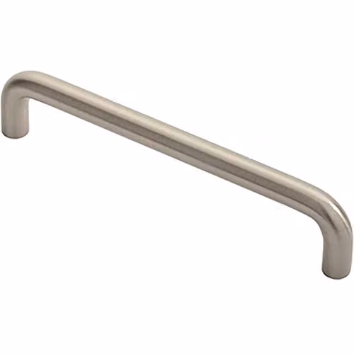 Loops Round D-Bar Cabinet Pull Handle in Brushed Silver, 138 x 10 mm, 128 mm Fixing Centres
