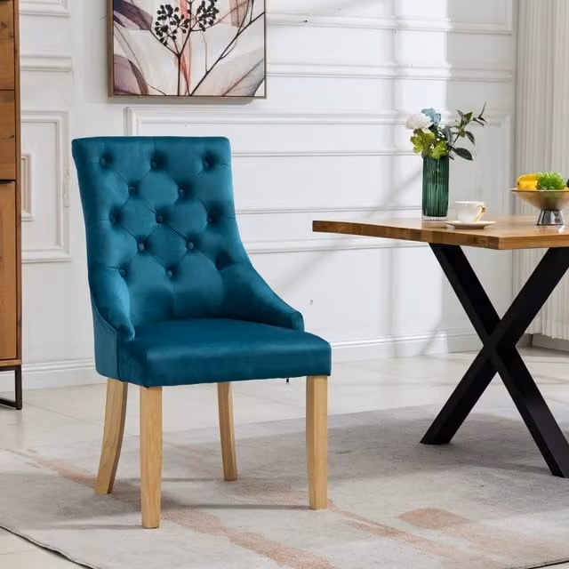 Artemis Home Set of 2 Ravenna Velvet Dining Chairs in Petrol