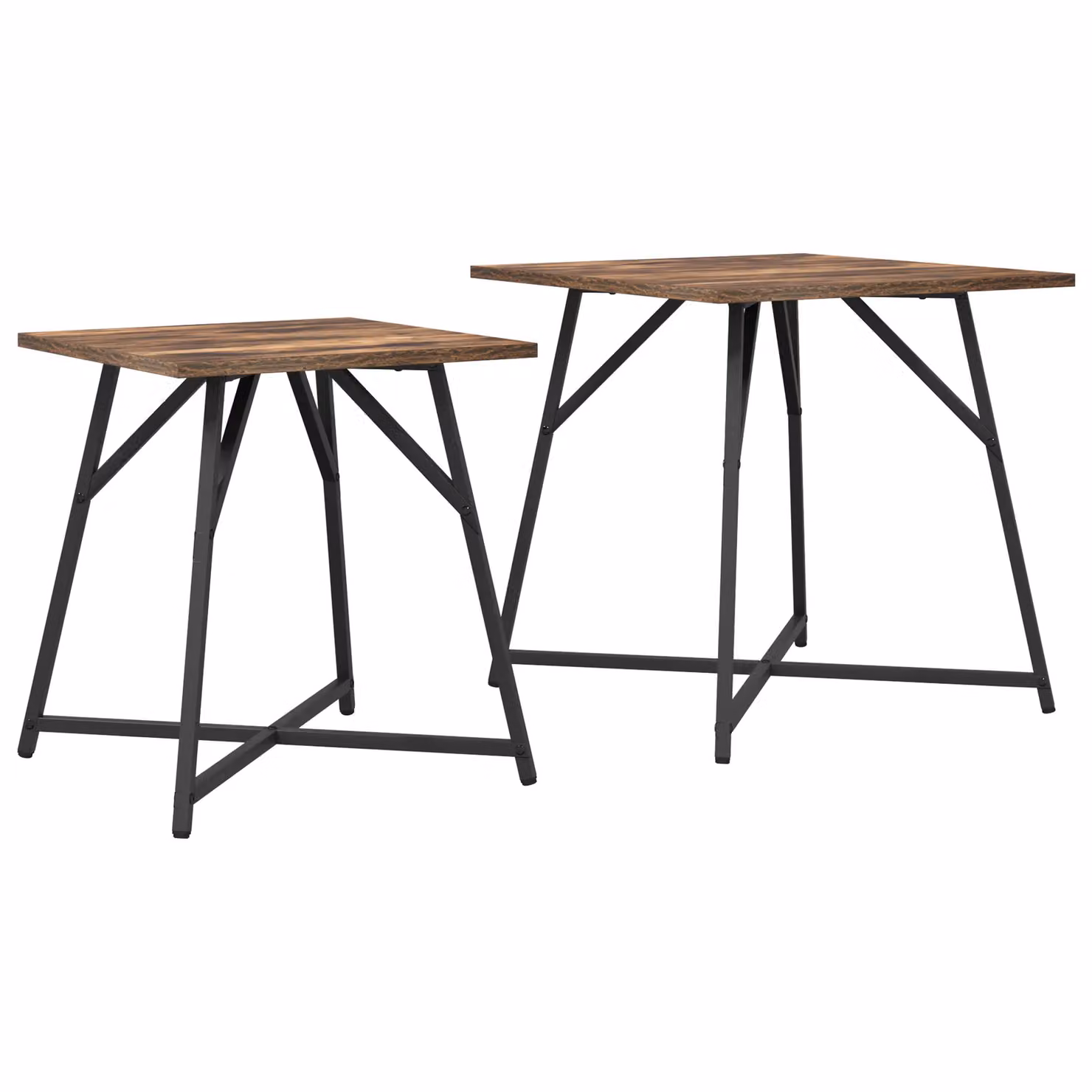 Berkfield Home Side Table Set of 2 in Brown Smoked Oak and Metal – 2