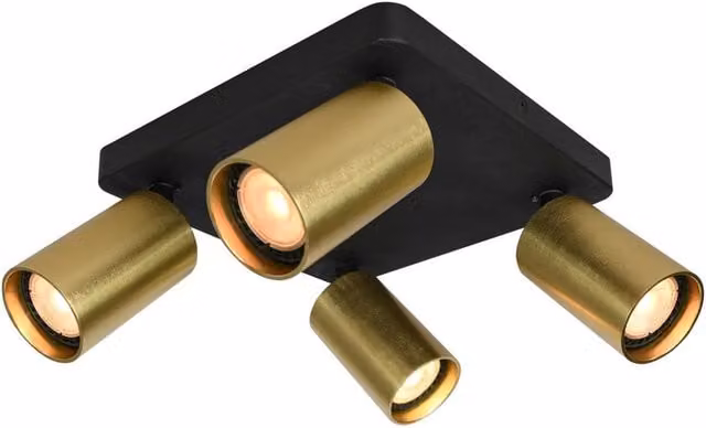 Netlighting Nesto Modern Ceiling Spotlight Cluster in Black and Gold Brass with 4x GU10 Sockets – 1