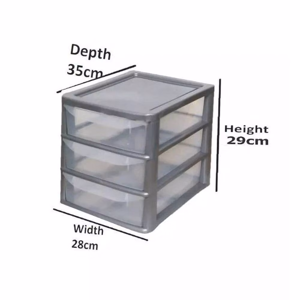 FORGEVIO A4 3 Drawer Unit with Plastic Tabletop in Grey – 2