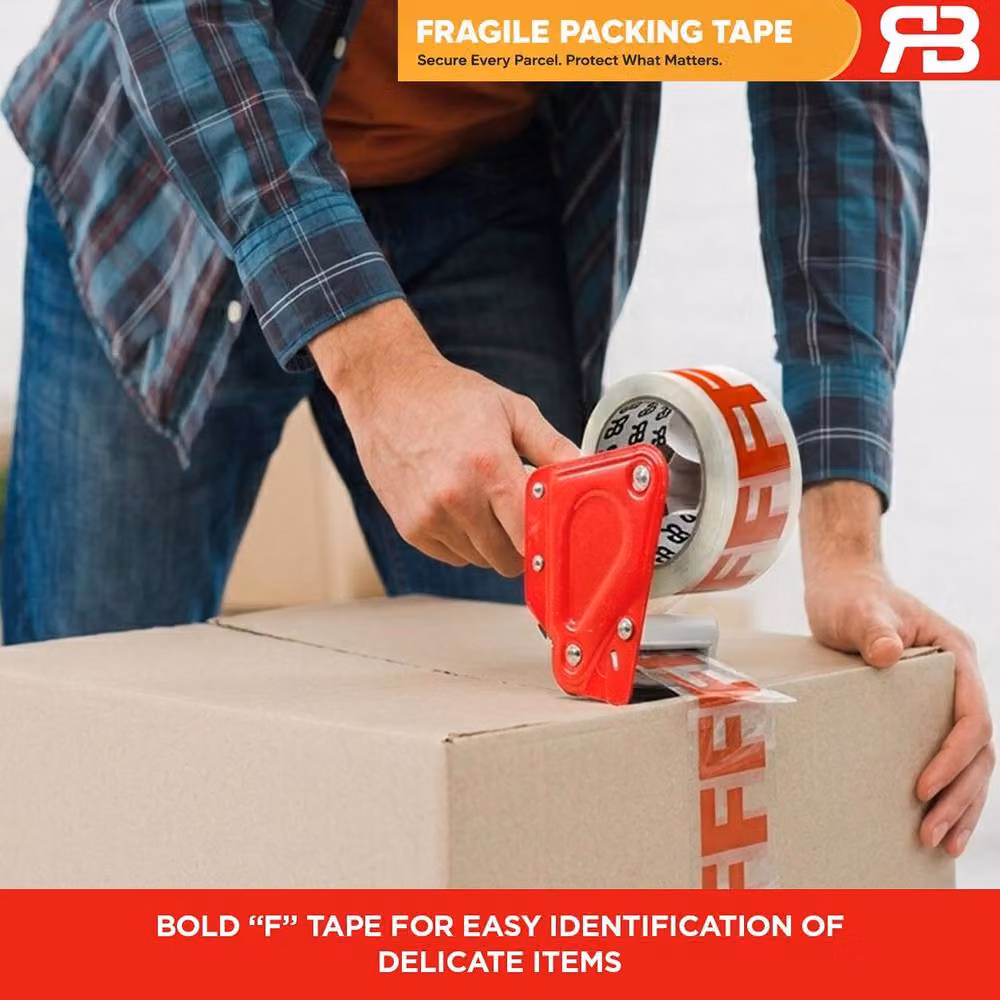 AQUARIUS Fragile Packing Tape, Red and Multicolour, 24 Rolls, W: 48 mm, L: 66 m – 2