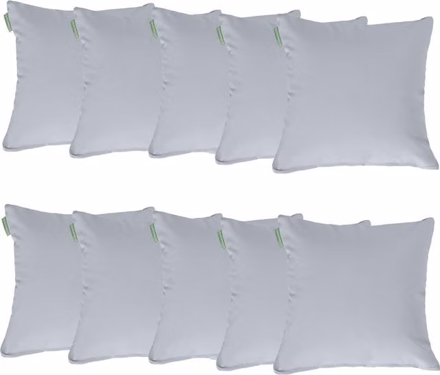 Gardenista Grey Plain Square Garden Scatter Cushion Set of 10 with Stain Repellent Removable Polyester Covers