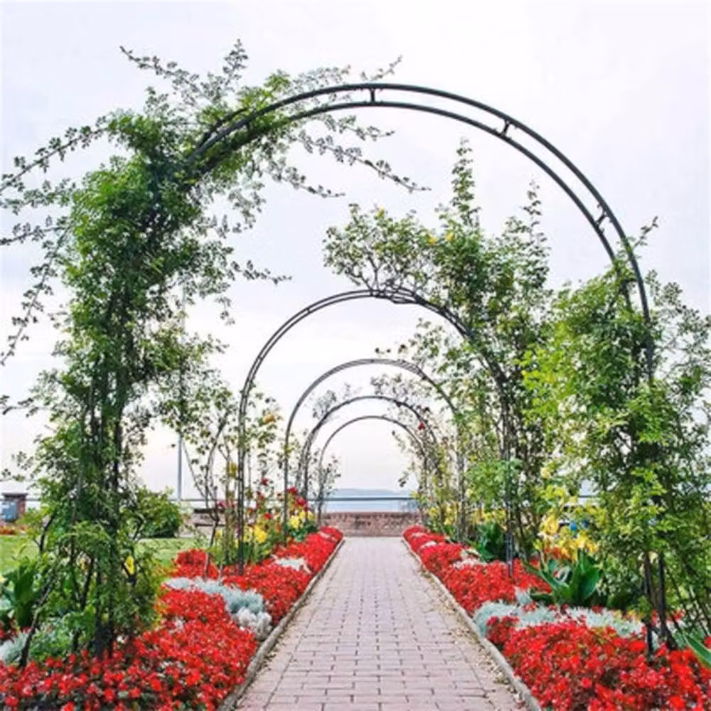 NESTLUNE Black Metal Garden Archway Climbing Frame Support, W/D/H: 100 x 15 x 100 cm – 3