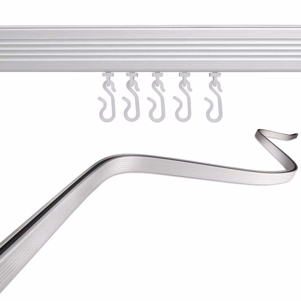 NESTLUNE Bendy Curved Aluminium Shower Curtain Rail, Silver, Length: 2000 mm