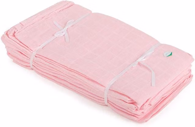 Junior Joy Pink Muslin Squares, Pack of 12