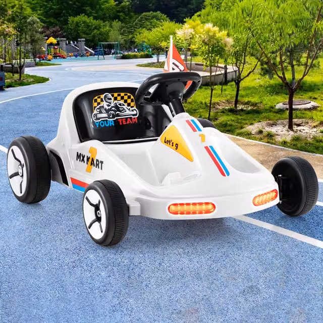 Costway Kids Electric Ride On Go Kart in White