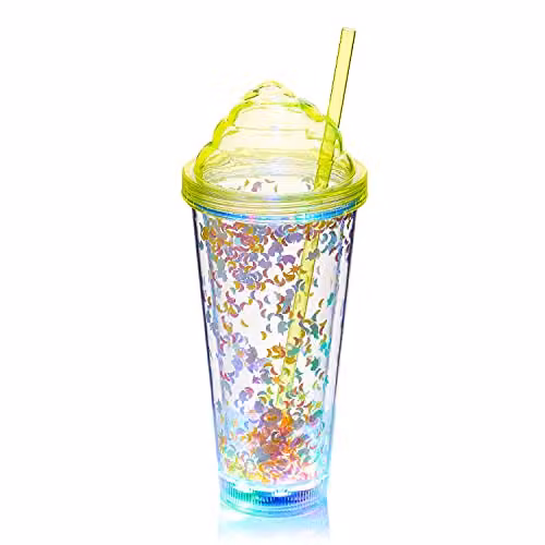 UltraByEasyPeasyStore Ice Cream Swirl LED Flashing Plastic Tumbler in Yellow, Red, Green and Blue – 2