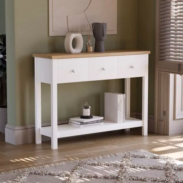 Vida Designs Arlington 3 Drawer Console Table in White