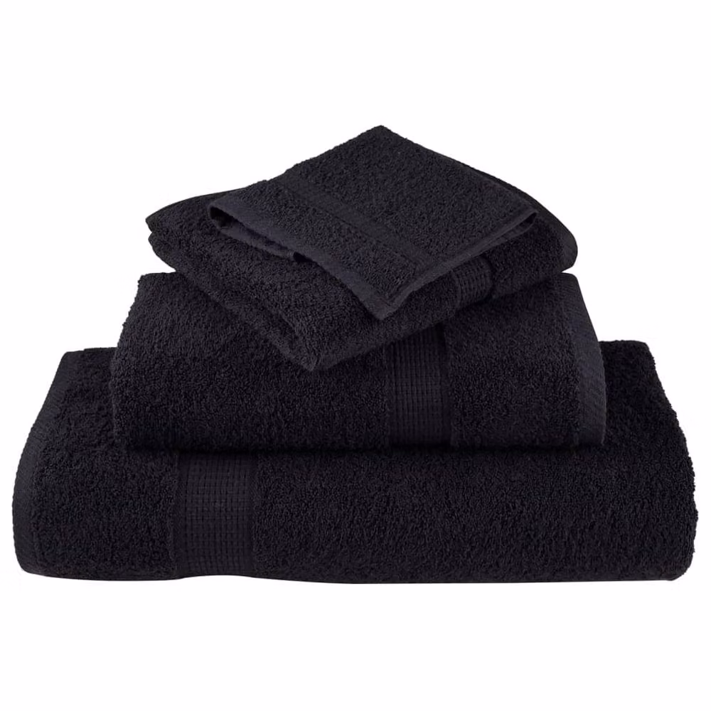 Berkfield Home SOLUND 6 Piece Premium Cotton Terry Towel Set in Black, 600 gsm – 4