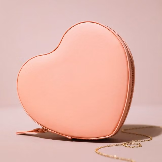 Lisa Angel Women's Pink and Gold Heart Travel Jewellery Case