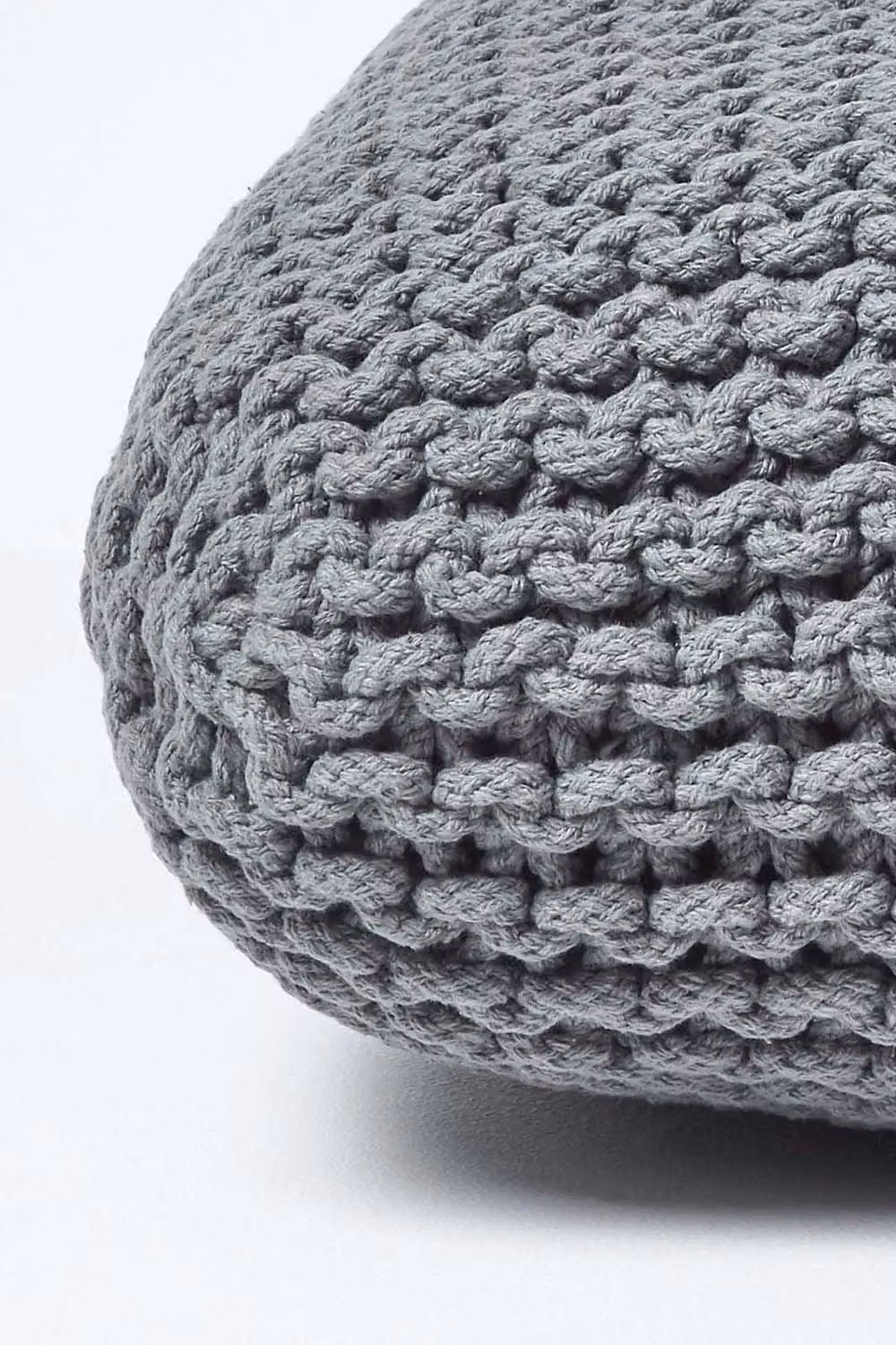 Homescapes Square Cotton Knitted Pouffe Floor Cushion in Grey – 3