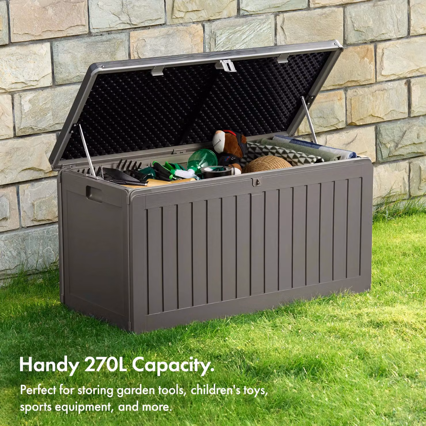 VonHaus 270L Plastic Garden Storage Box in Grey – 3