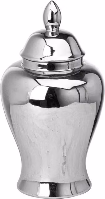 KDMK Modern Round Metal Ginger Jar in Silver