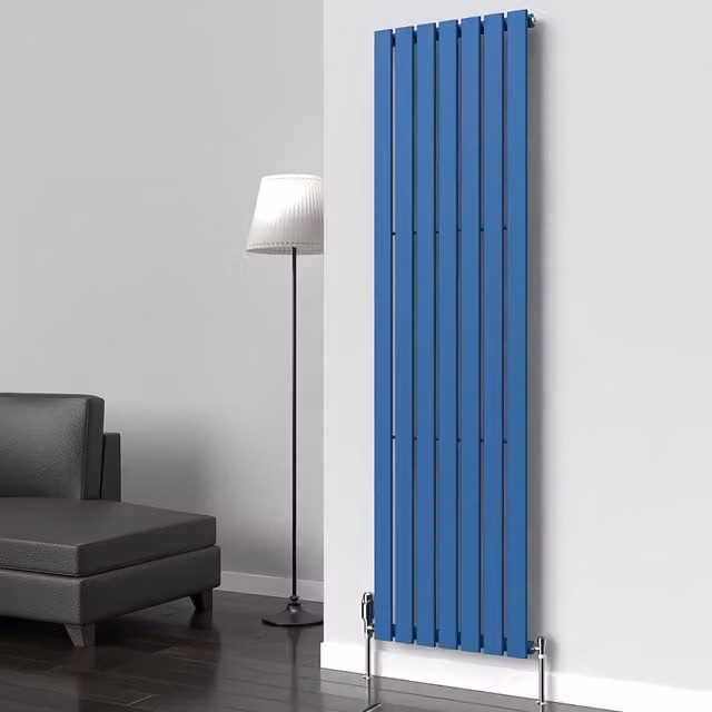 Lux Heat Flat Coloured Vertical Radiator in Blue, H 180 cm x W 49 cm