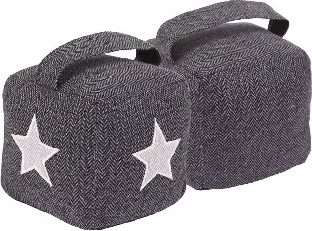 Nicola Spring Mismatched Herringbone Geometric Door Stop Set in Grey, Pack of 2, W/D/H: 16 x 16 x 16 cm
