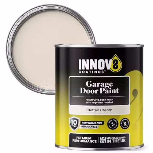 Innov8 Coatings Satin Garage Door Paint for Metal and uPVC, Clotted Cream, 750 ml