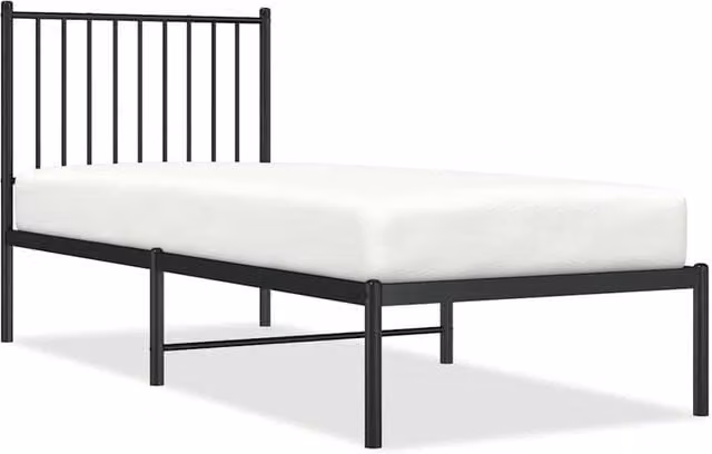 Berkfield Home Metal Bed Frame with Headboard in Black, W/D/H: 80 x 200 cm
