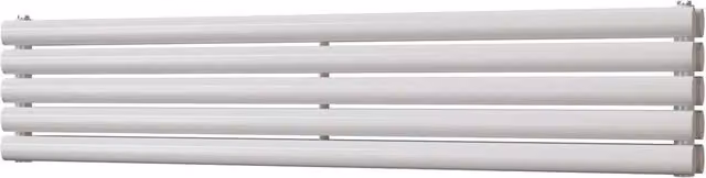 UK Radiators Omeara Axis White Elliptical Tube Horizontal Designer Double Panel Radiator W: 140 cm, H: 29 cm