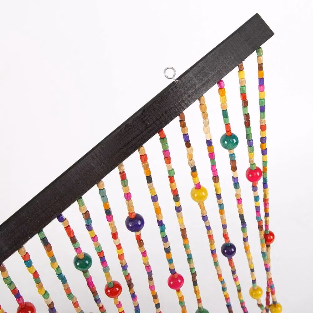 NESTLUNE 38pc Bamboo Wooden Bead Door Curtain, Brown and Multicolour, W: 100 cm, H: 190 cm – 2