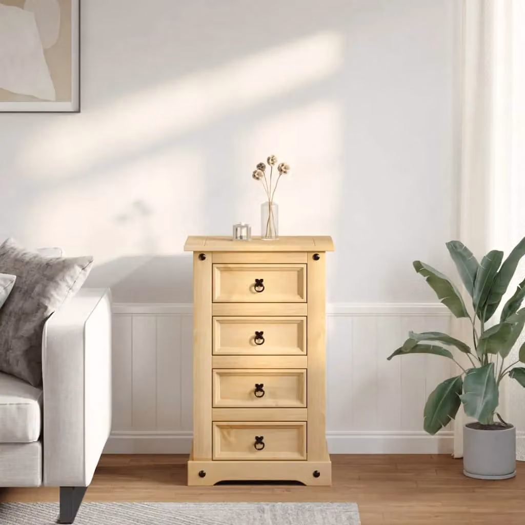 Berkfield Home Corona Bedside Cabinet in Brown Solid Pine Wood, W/D/H: 53 x 39 x 84 cm – 2