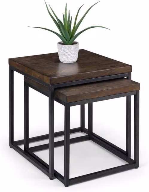 Cheshire Lomond Nesting Lamp Tables in Dark Oak and Metal