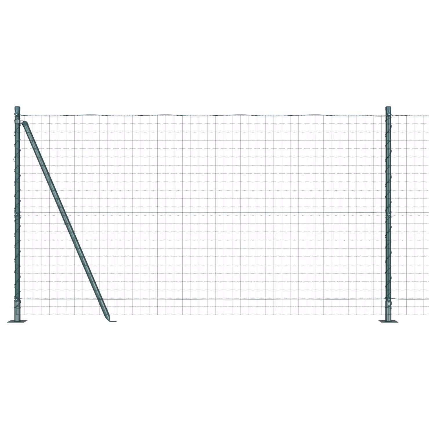 Berkfield Home Euro Fence with 7 Flanged Posts, Galvanised Steel, Silver, W: 10 m, H: 1.2 m – 2