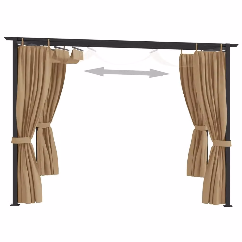 Berkfield Home Gazebo with Curtains, Beige, W/D/H: 300 x 300 x 230 cm – 2