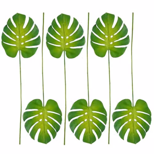 Pack of 6 Green Artificial Monstera Leaves, Height: 55 cm