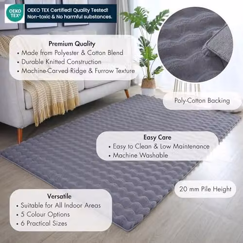 Desire Rugs Orbie Washable Modern Living Room Area Rug in Anthracite Grey, W/D/H: 160 x 120 cm – 3
