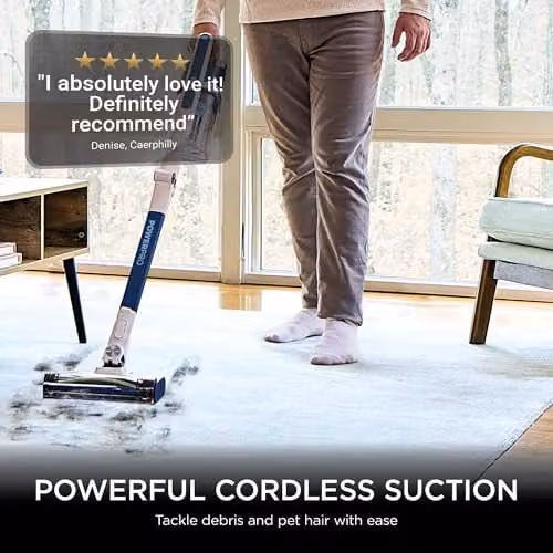 Shark PowerPro Cordless Stick Bagless Vacuum Cleaner in Blue with Anti-Tangle Roller and Car Use Capability – 2
