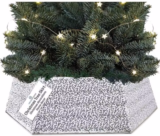 Deco Express Silver Round Christmas Tree Skirt – 1