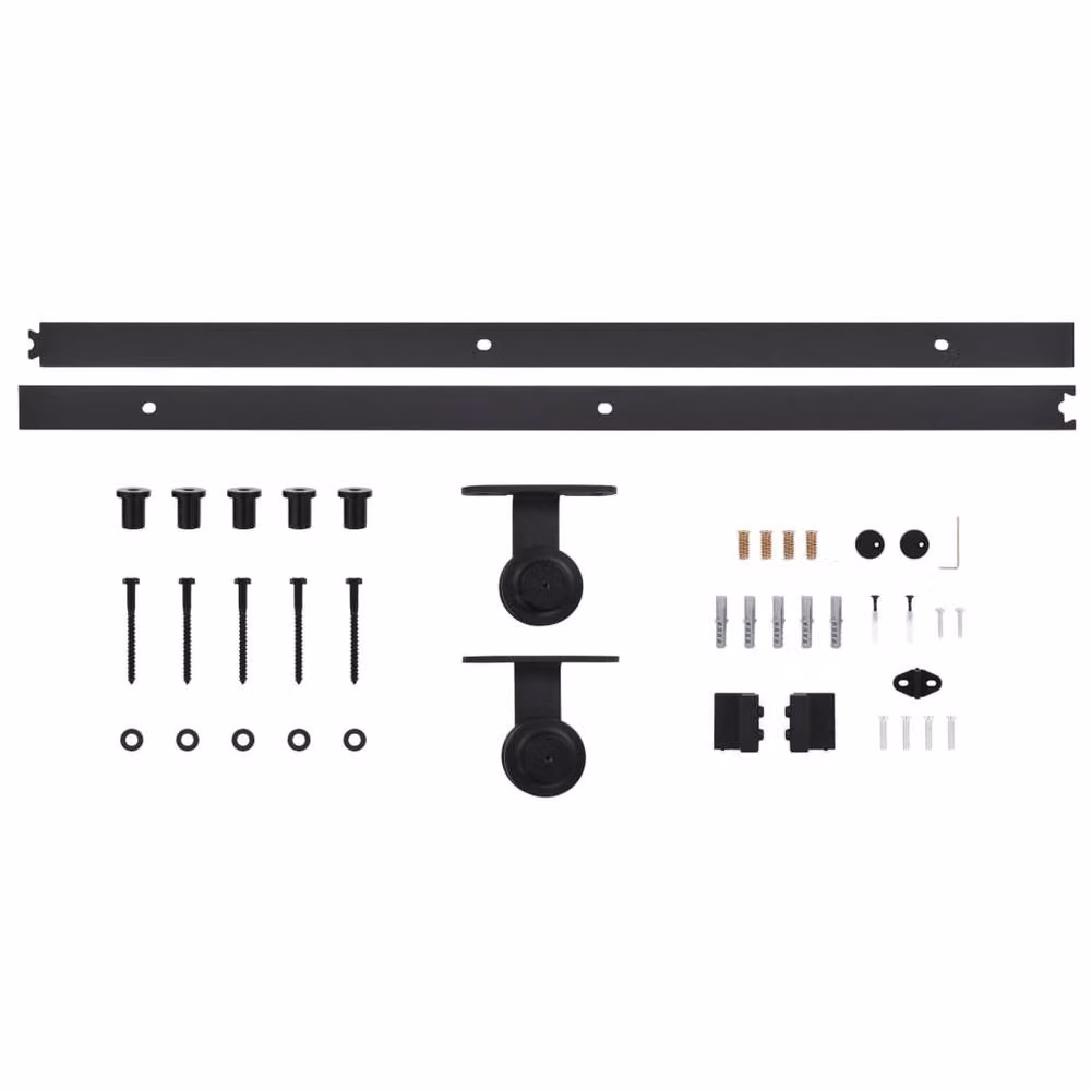 Berkfield Home Sliding Glass and Aluminium Door with Hardware Set, Black, W: 90 cm, H: 205 cm – 3