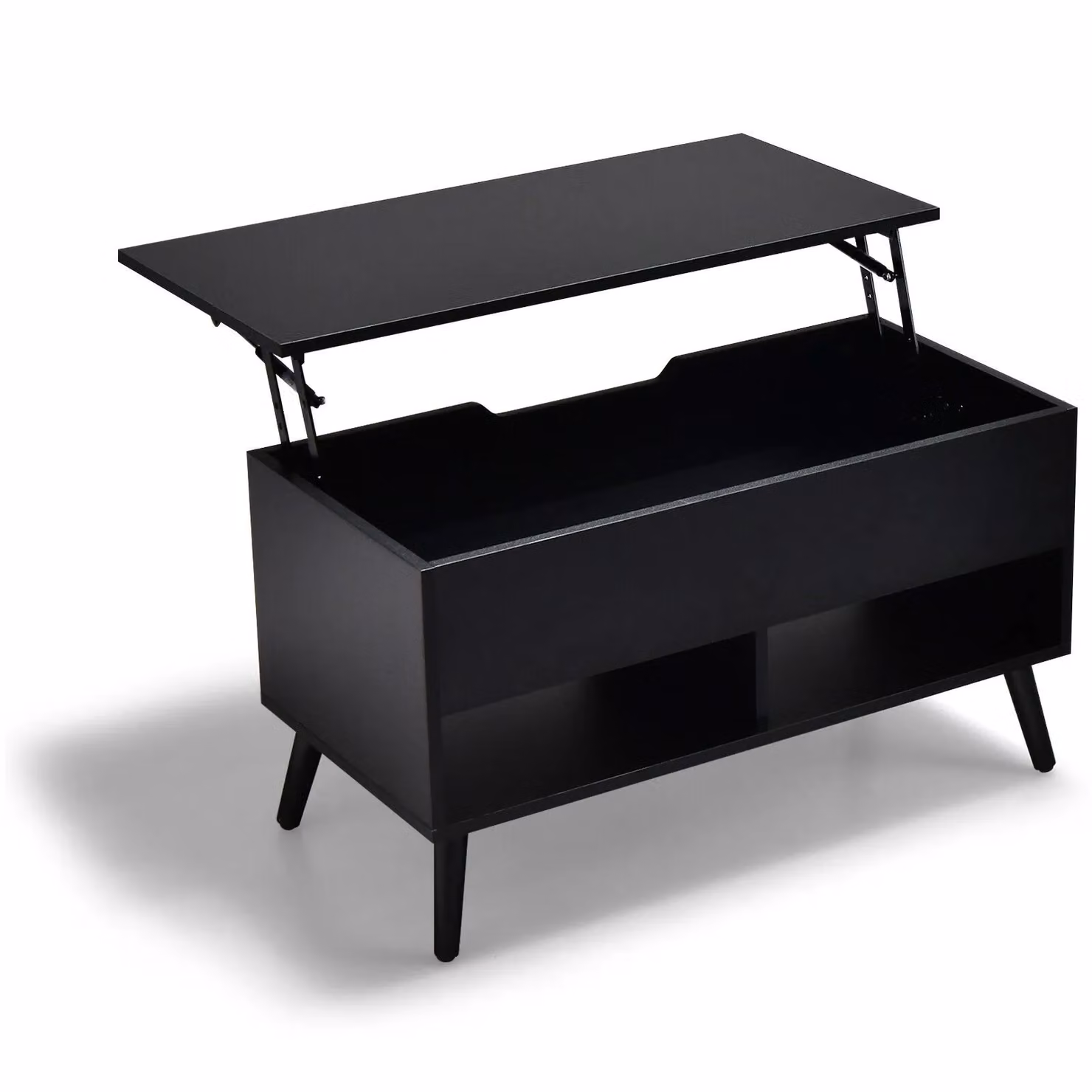 Costway Modern Rectangular Wooden Lift Top Coffee Table in Black – 9