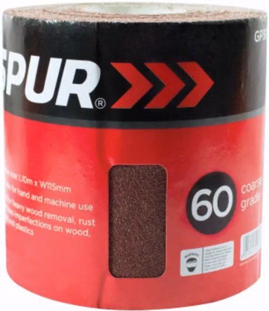 Garden Mile 60 Grit Coarse Red Sandpaper Roll for Wood and Metal, 10m Length