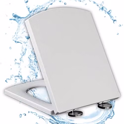 White Durable Slow Close Toilet Seat with Lid Cover, W: 37 cm, D: 44-50 cm