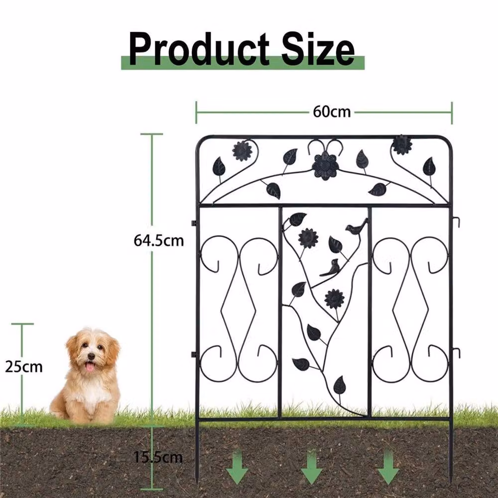 FLAVORA 5-Piece Thick Metal Garden Fence Border in Black, 0.6m2 – 3